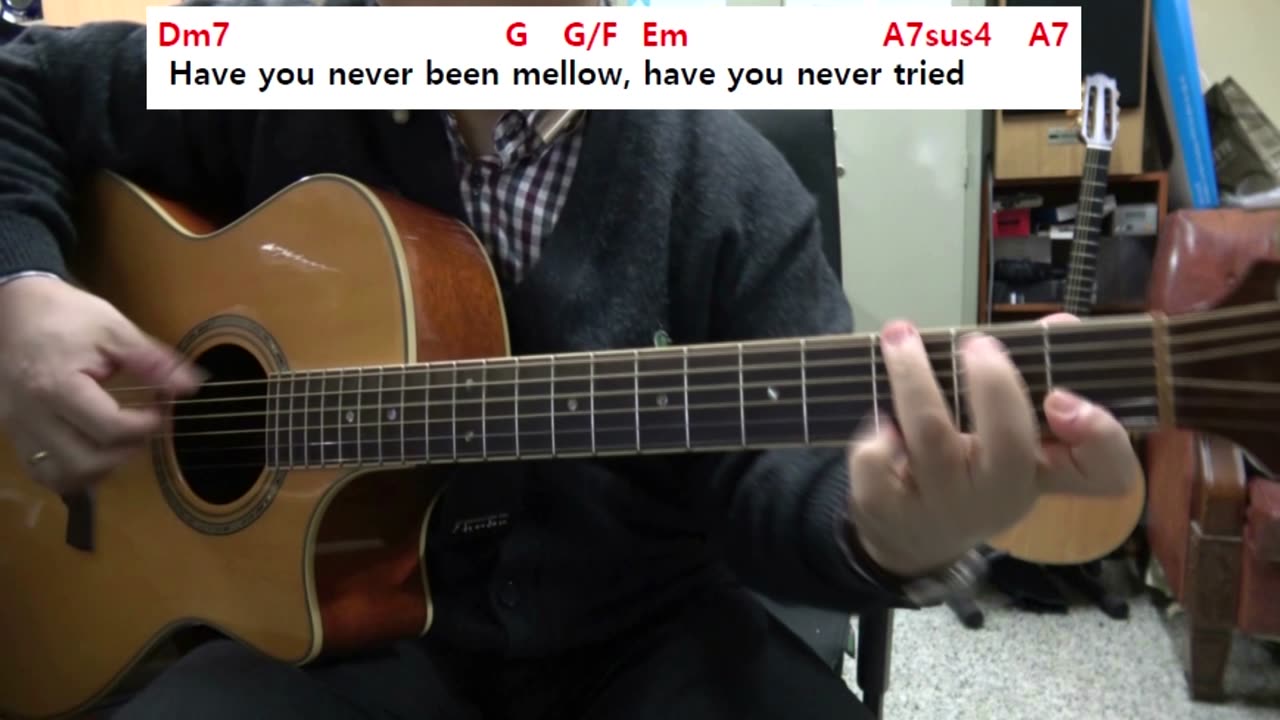 Have you never been mellow - Olivia Newton John, guitar backing, chord diagram, tab.