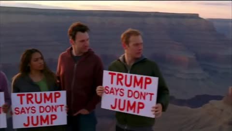Trump says dont jump off the cliffs 😁 leftists an hour later 🤡🤣
