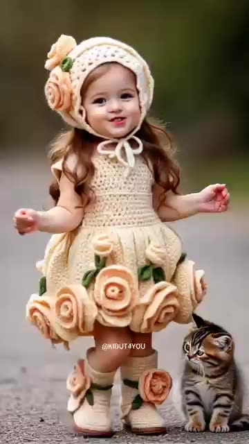Adorable Baby Girl and Her Cute Kitten 🧶🐱