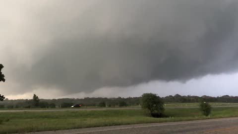 Tornado crossing I-20 East of Santo, TX