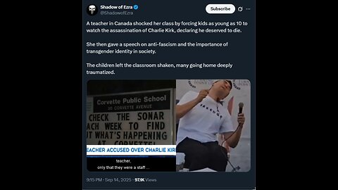 teacher in Canada shocked her class by forcing kids as young as 10 to watch the assassination
