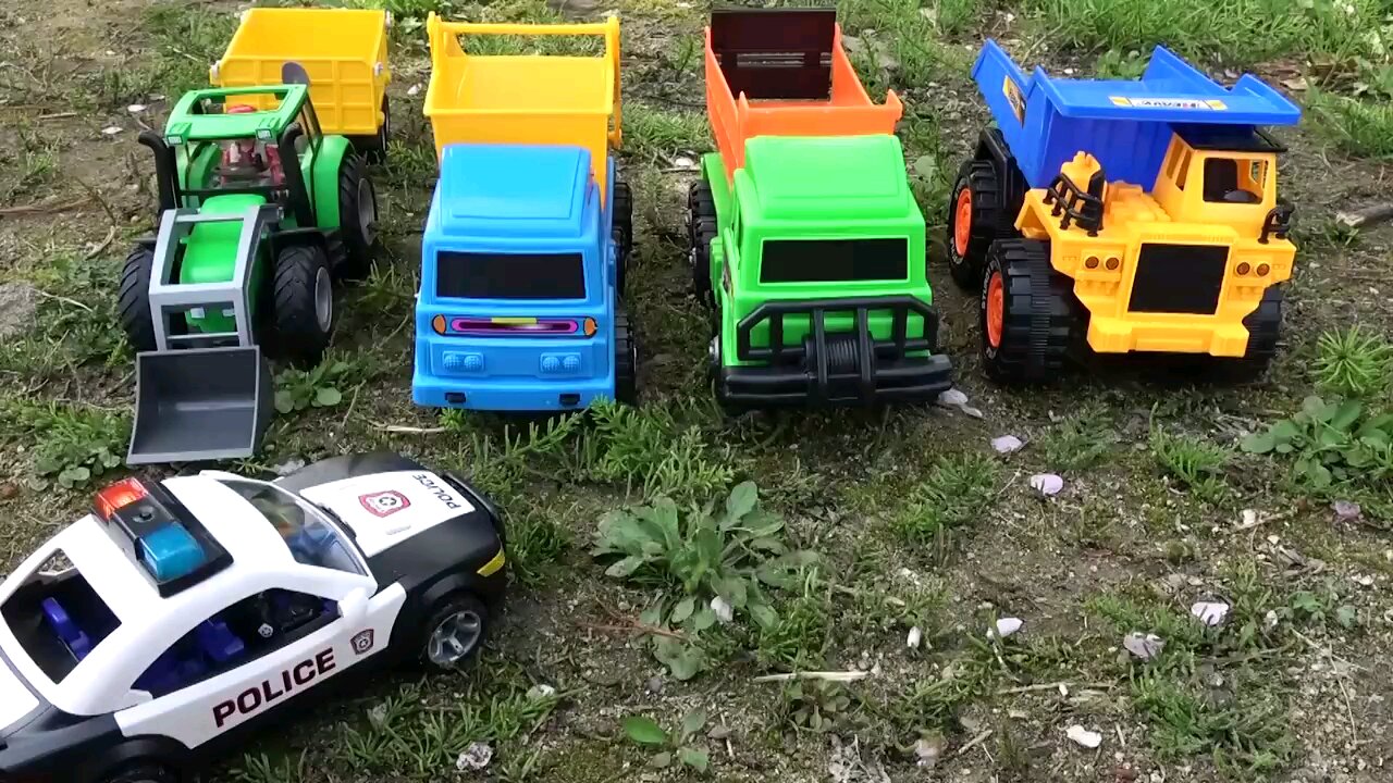 Police car, jcb excavator,truk toy, Truk Pasir, Excavator, jcb,car,tactor,toy vehicles,