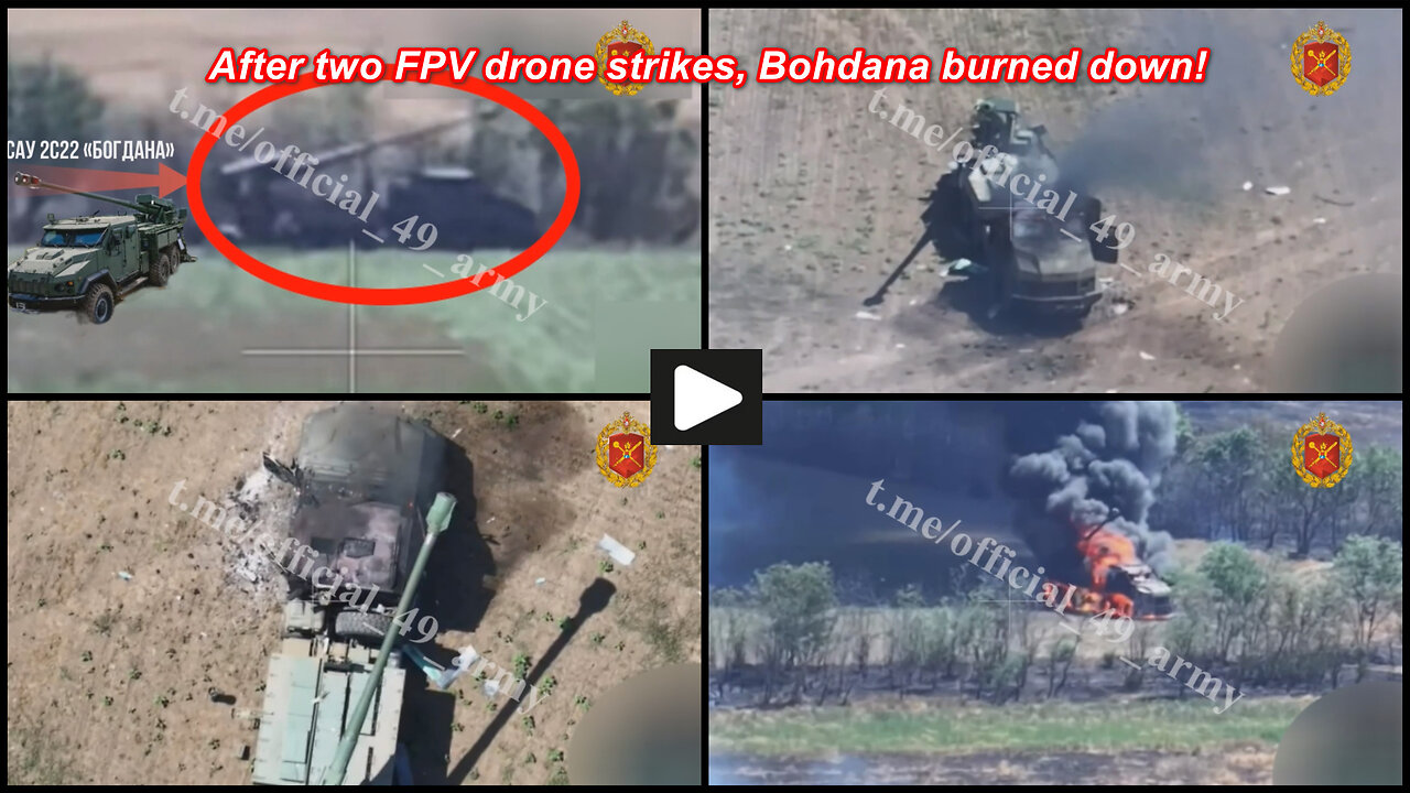 Kherson area: Russian forces burn another Ukrianian 2S22 Bohdana