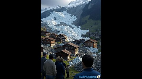 Village suisse englouti par un éboulement.