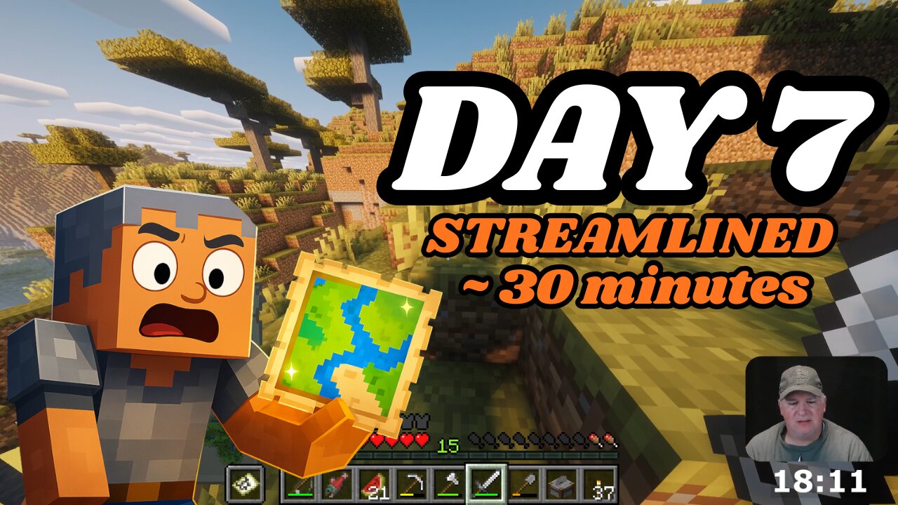 Minecraft Dad Challenge – Episode 7 (Streamlined Cut | Map Upgrade, Canyon Discovery & First Bone!)