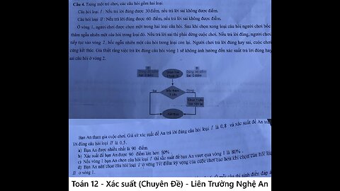 Liên Trường Nghệ An: Trong một trò chơi, các câu hỏi gồm hai loạiCâu hỏi loại I: Nếu trả lời đúng