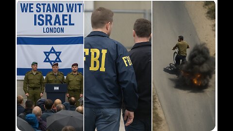 Pro-Israel military event in London. "FBI" spoile terror ploit IDF bomb man on bike