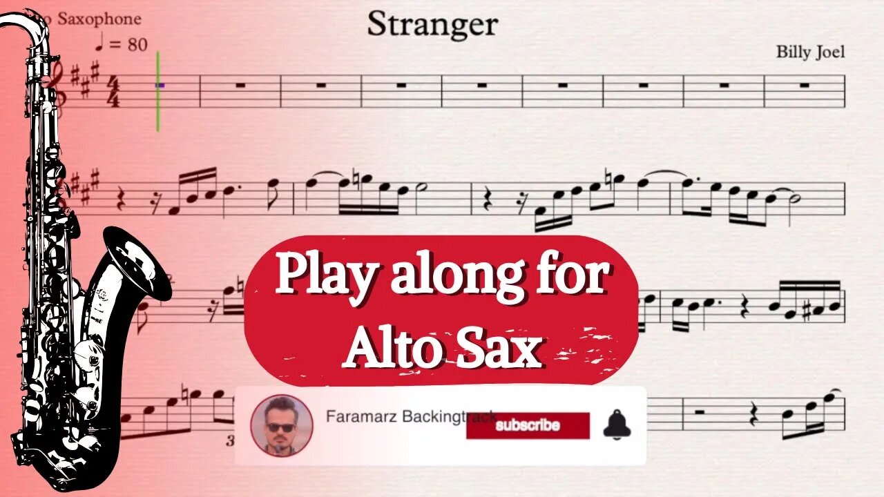 Stranger - Billy Joel | Play along for Alto Saxophone