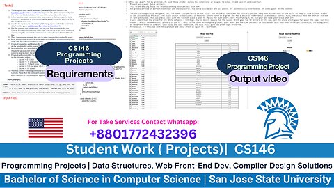 Student Work(Project )|CS146 -Compiler Design with Sentiment Analysis Work Video |SJSU