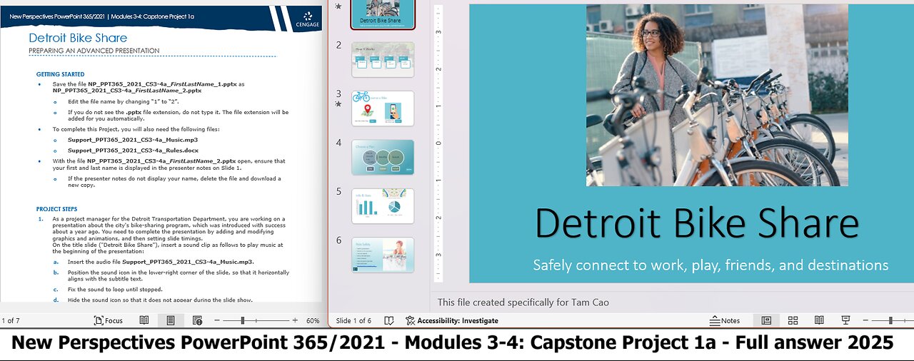 New Perspectives PowerPoint 365/2021 | Modules 3-4: Capstone Project 1a | Detroit Bike Share