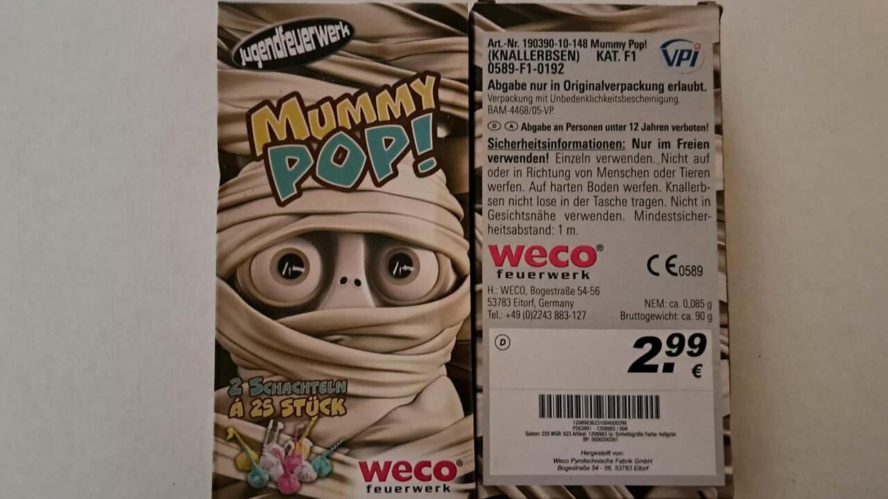 WECO Mummy Pop! Knallerbsen – CAT F1 50 STUKS POP SNAPS!