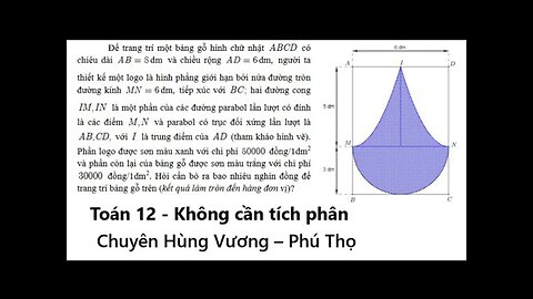 Để trang trí một bảng gỗ hình chữ nhật ABCD có chiều dài AB = 8 dm và chiều rộng AD