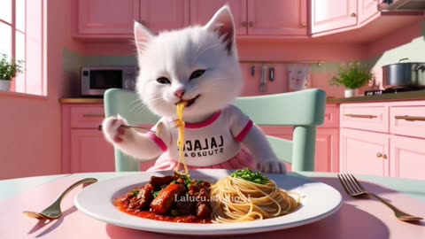 Kucing Lucu Masak Spaghetti _ Kucing Lucu Lapar(1080P_HD)