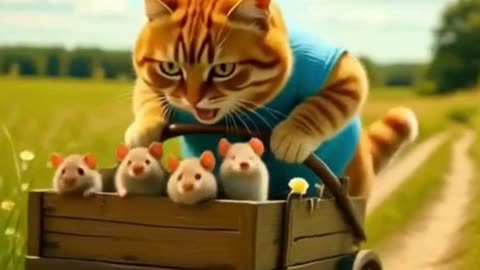 Brave Cat Takes His Mouse Friends on a Food Adventure! 🐱🍞