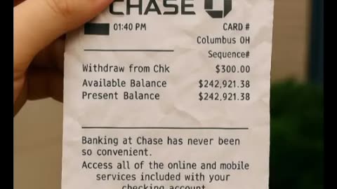 A woman finds a bank receipts #money