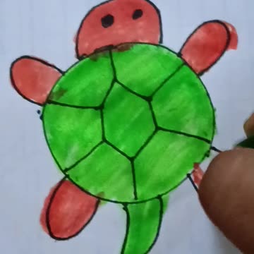 0+?=Tortoise🐢| How to draw TURTLE (Tortoise) Easy tortoise Satisfying Art #art #Shorts