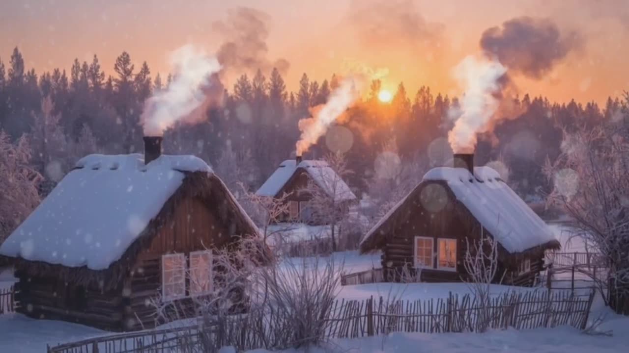 Relaxing Lofi Music with winter snowfall ambience