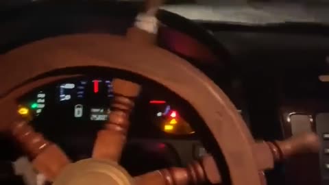 Winter driving gets epic when your steering wheel is actually a ship’s helm ❄️🚗⚓