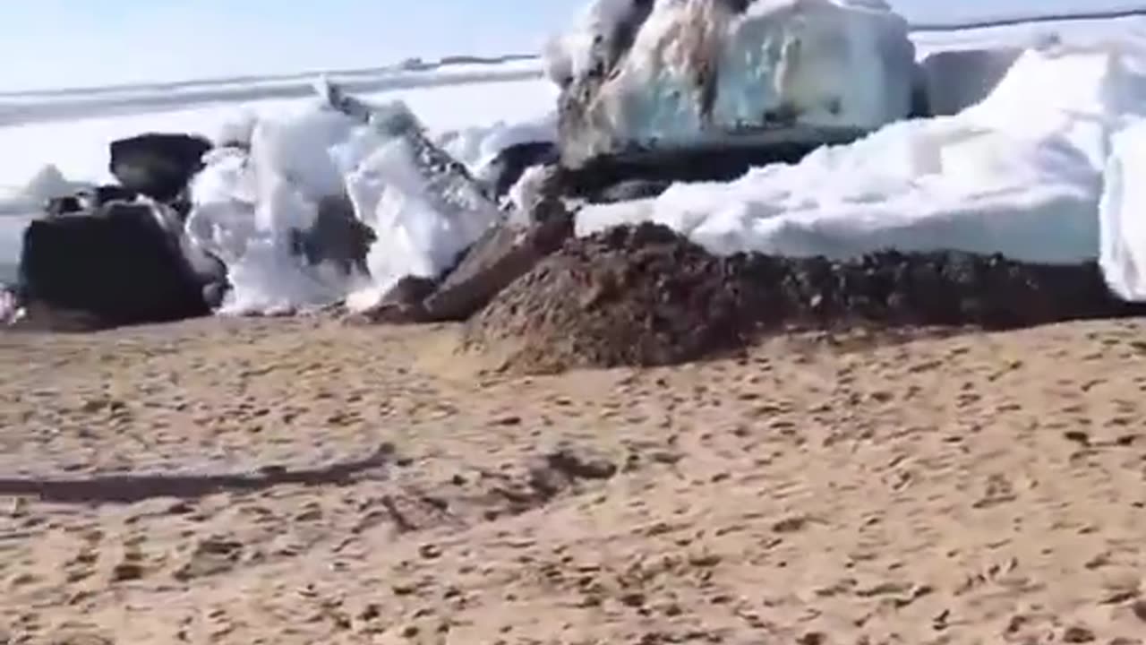 An ‘ice shove’ is a surge of ice from an ocean or large lake onto the shore