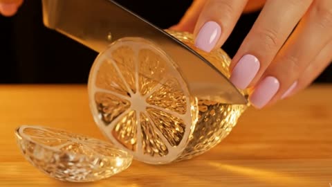 Glass Lemon Cutting ASMR |Fruit slicing |Satisfying