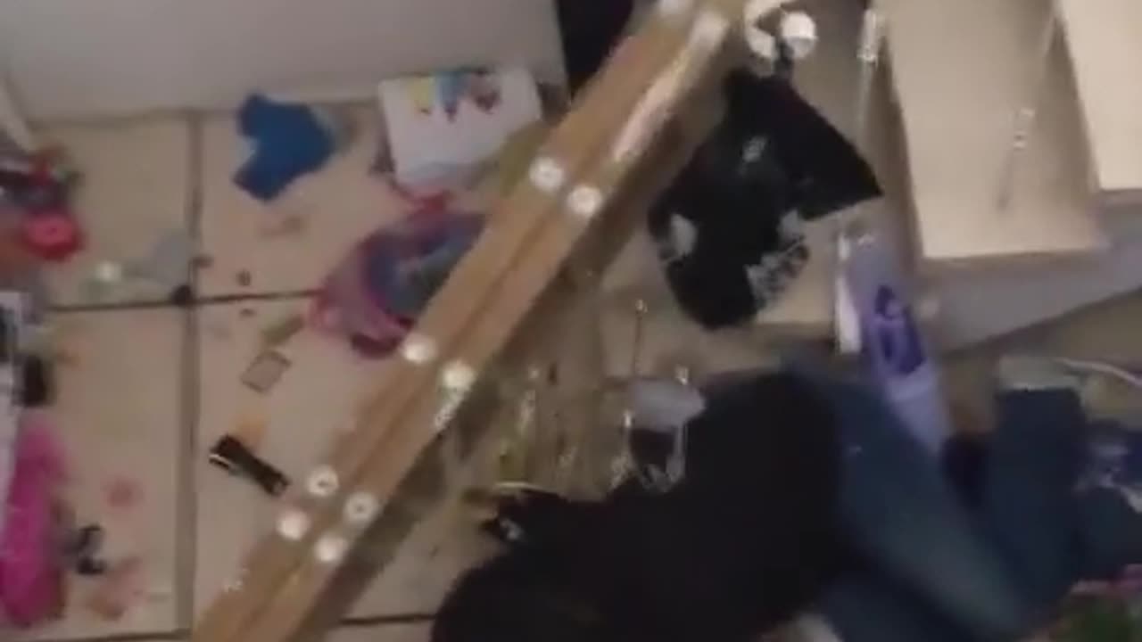 Chandelier, Ladder, Man all crash and fall. Epic Fail.