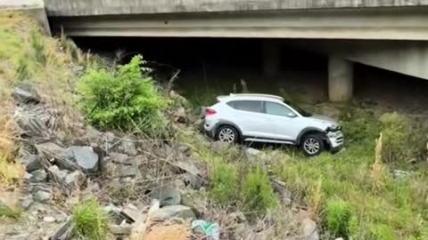 Driver Happens To Notice Crashed Car In Embankment