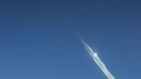 New video captured from airplane's cockpit shows Iranian ballistic missiles directed toward Israel.