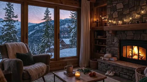 Cozy Winter Night by the Fireplace ❄️🔥 | Relaxing Snow Ambience & Smooth Jazz Music