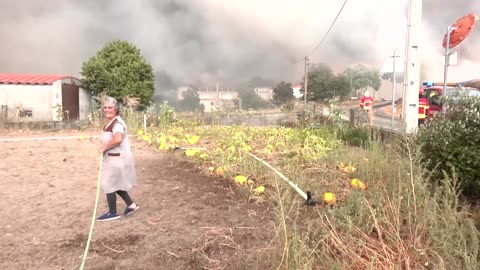 Overwhelmed villagers try to hold back wildfire in Portugal