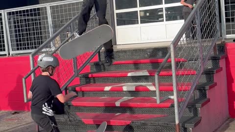 Kid Walks in Front of Guy Trying a Tre Flip