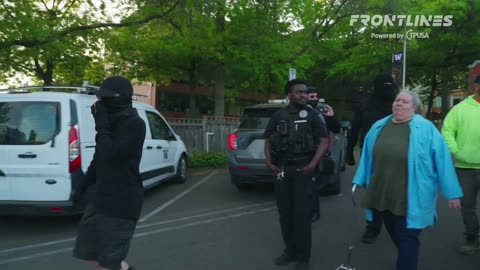 INSANE Far Left Antifa Agitators harass elderly lady with cane.