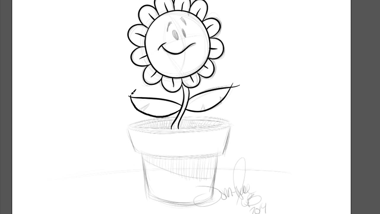 Using Illustrator to Ink a Cartoon Flower