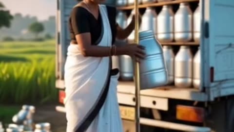 Buffalo giving bulk of milk to women