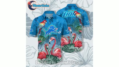 Detroit Lions Flamingo Parrot Tropical Blue Unique Hawaiian Shirt