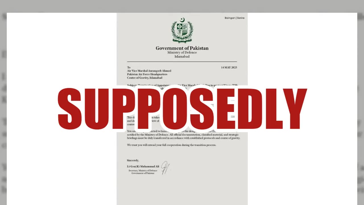 Fact Check: FAKE Letter Does NOT Show Pakistan Fired Air Vice Marshal Aurangzeb Ahmed