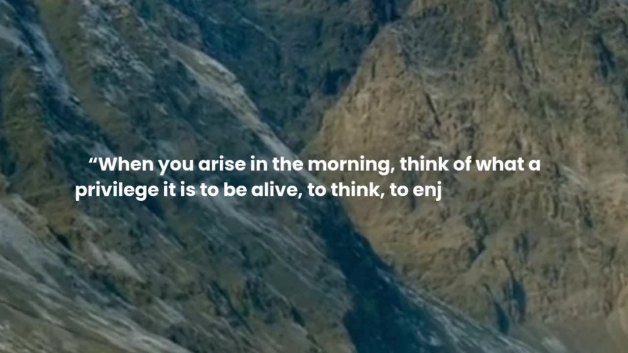 When you arise in the morning, think of what a privilege it is to be alive, to think, to enjoy, ...