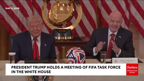 Trump Takes Multiple Questions From Reporters At Meeting Of The FIFA Task Forces