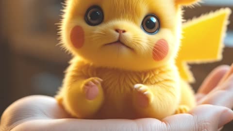 "Realistic Baby Pikachu in My Hand – Too Cute to Handle!"