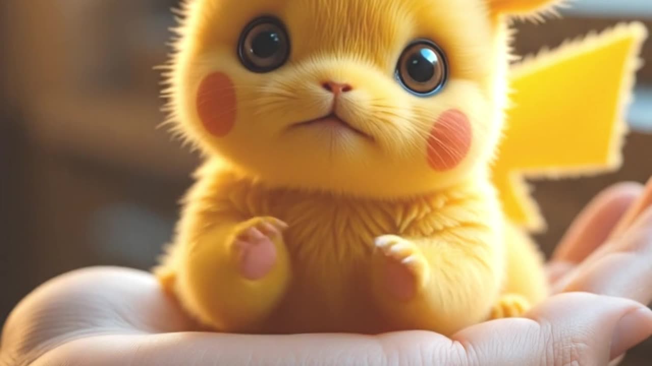 "Realistic Baby Pikachu in My Hand – Too Cute to Handle!"