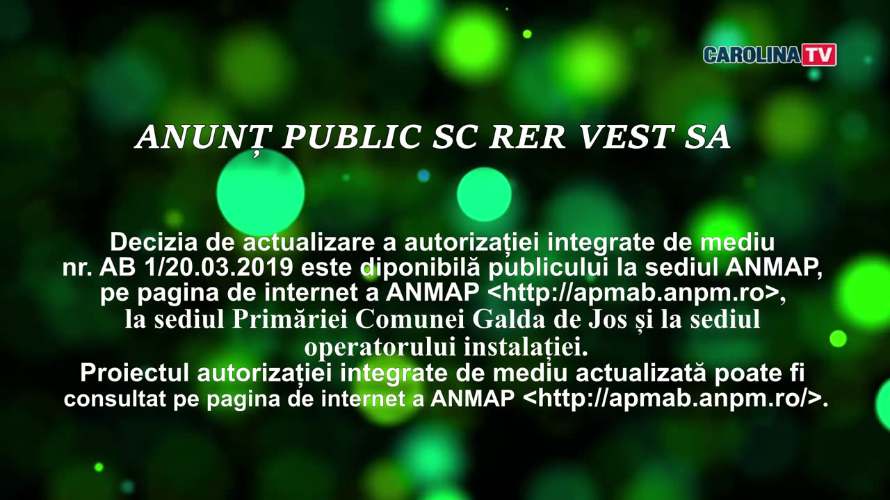 anunt public RER VEST