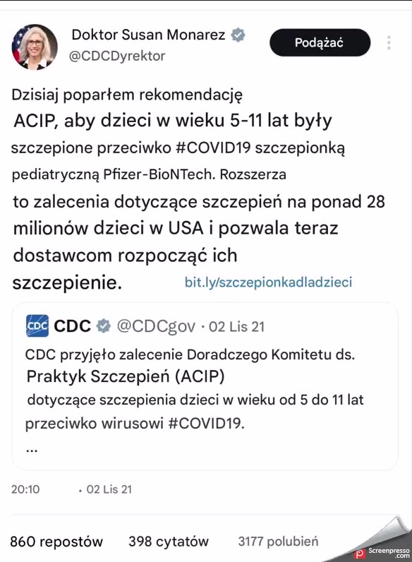 Kandydat CDC Trumpa popiera podanie pięciolatkom eksperymentalnej szczepionki, mimo że ich szanse na przeżycie COVID-19 wynoszą 99,9998%