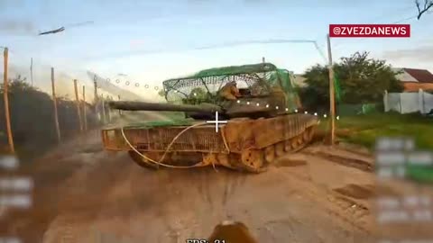 Fiber optic drone hits Leopard 2A6 in Pisarevka village, Sumy region