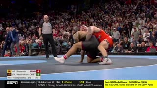 Wyatt Hendrickson from Oklahoma State has defeated Olympic Champion Gable Steveson