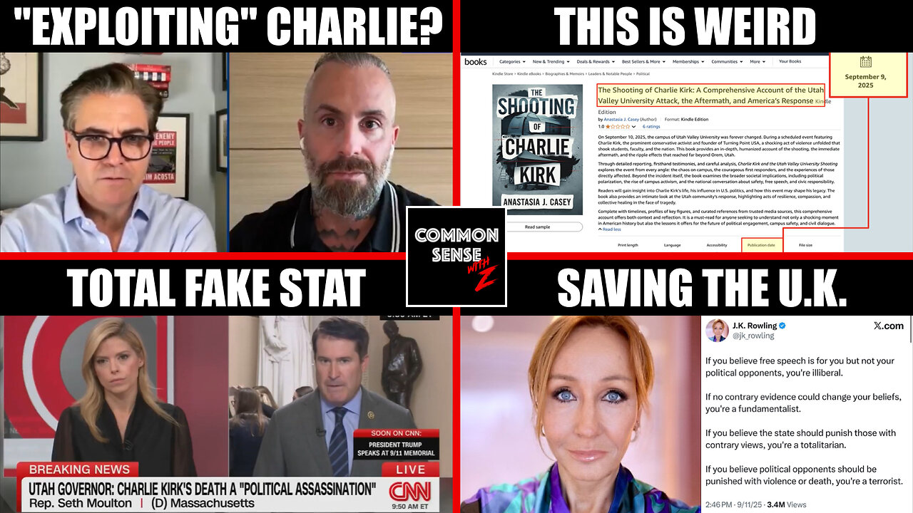 Right Exploits Kirk's Death? Amazon's Eerie Book, CNN's Fake Stats, Rowling Defends Free Speech
