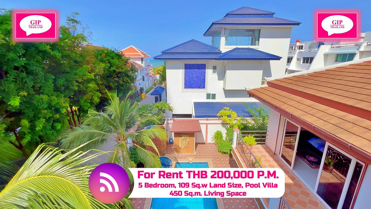 Beachwalk Pool Villa, 5 Bedroom, Na Jomtien, Thailand, THB 200,000 P.M. Rent
