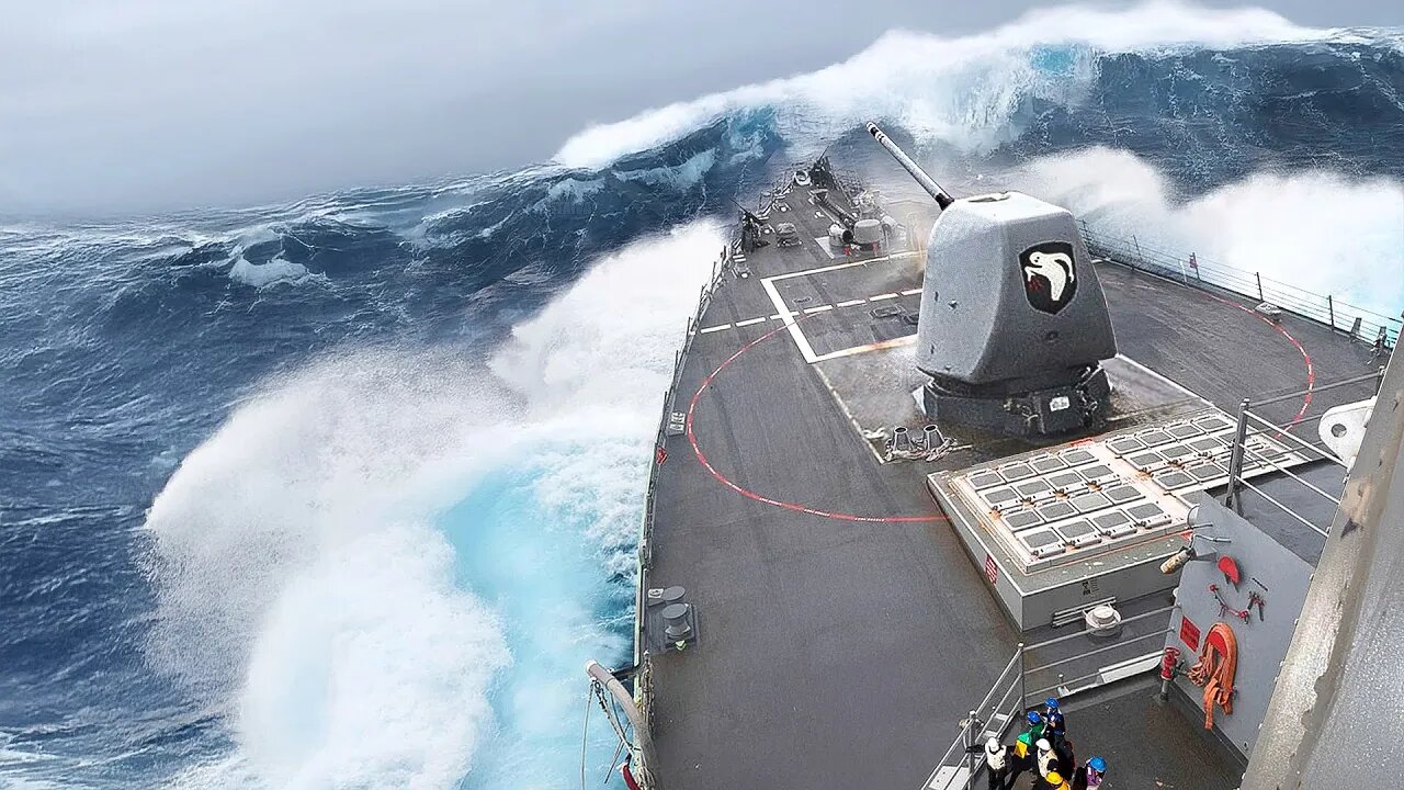 How US Powerful Destroyers Battle Scary Waves in Middle of the Ocean