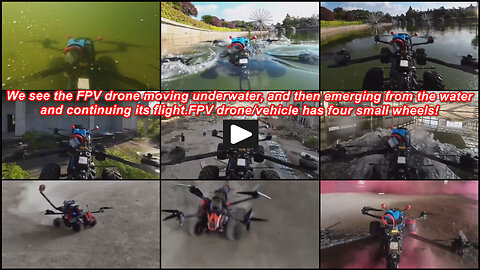 Russian unmanned aerial FPV drone action in water on land and in the air