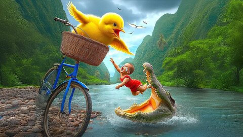 🐣Chick rescue the baby👶from crocodile🐊 🐊 🐊