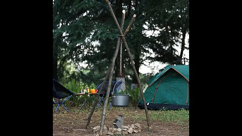 Portable Stainless Steel Tripod Hook, for Camping, Picnic, BBQ, Grill & More