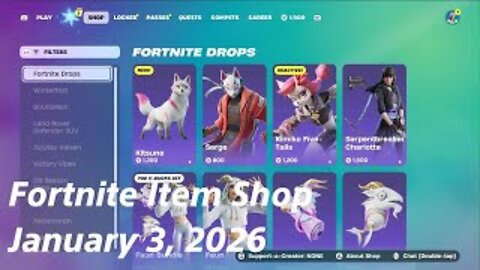 Fortnite Item Shop|January 3, 2026(*New* Kitsune Sidekick)